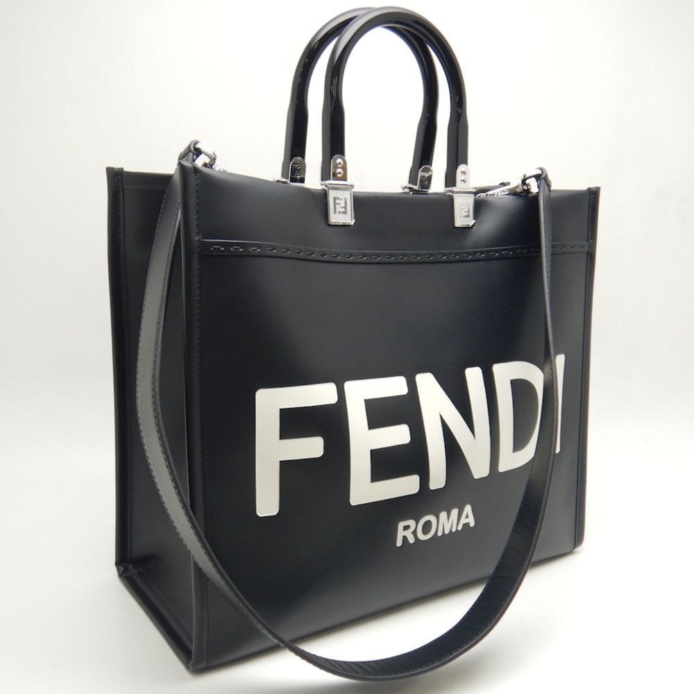 FENDI Sunshine Medium Tote Bag Calf Black - Picture 2 of 10